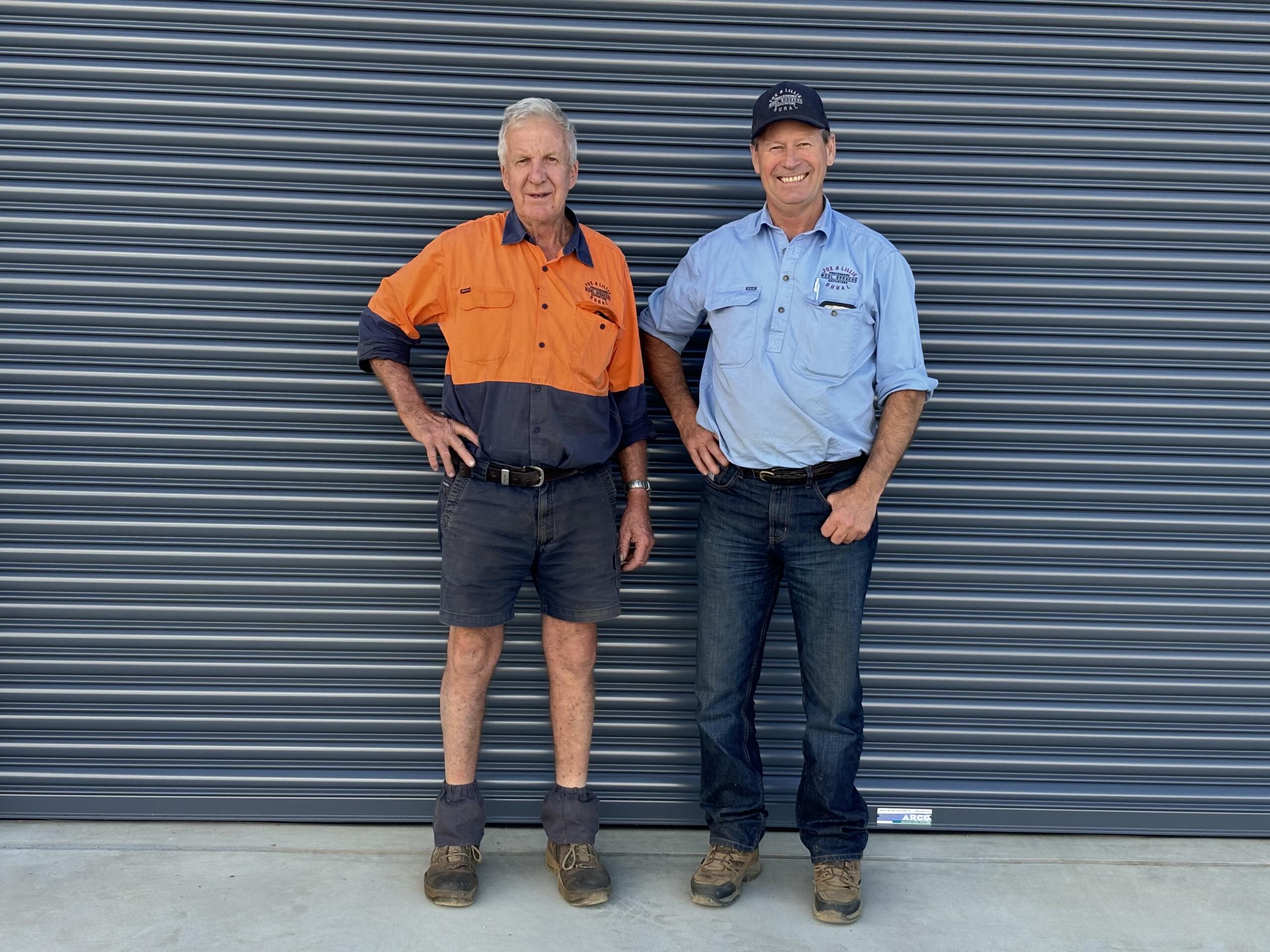 Fox & Lillie Rural Tamworth Wool Store personnel Bill Northey and Store Manager, David Hallam. 
